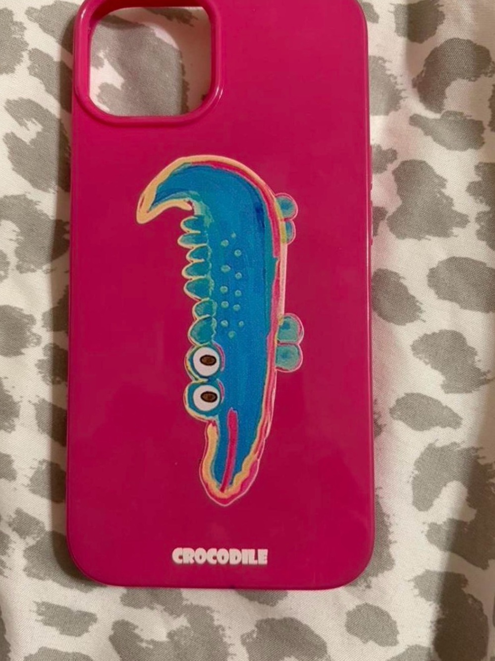 Pink Phone Case with Blue Graphic
